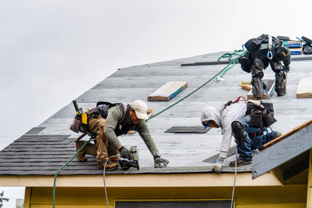 Professional Gutter Installation technician working in Leonia, NJ